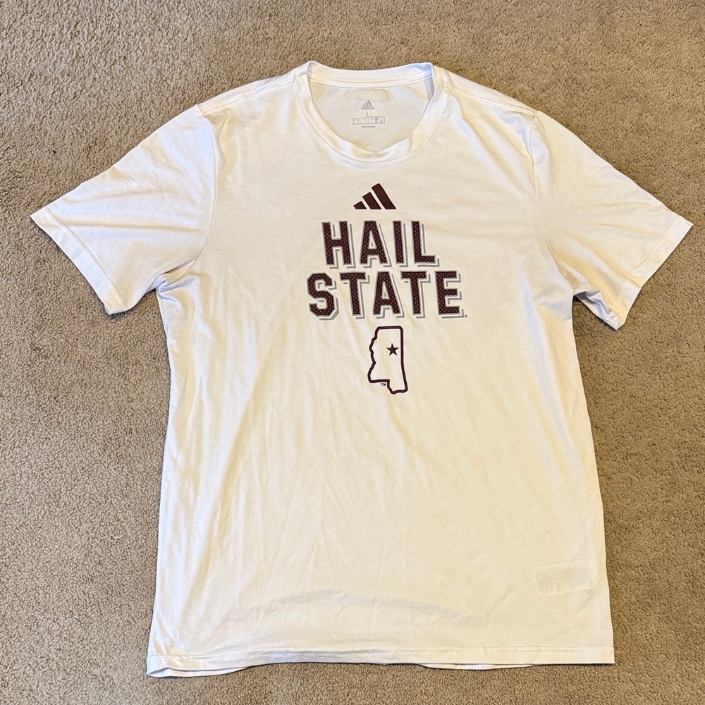 Adidas Men White Mississippi State Tee